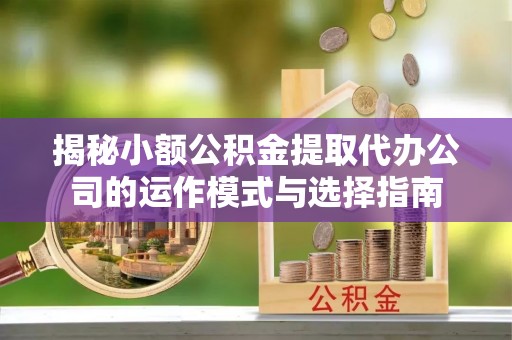 廊坊揭秘小额公积金提取代办公司的运作模式与选择指南
