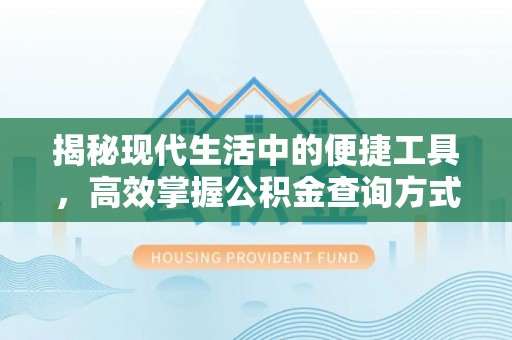 廊坊揭秘现代生活中的便捷工具，高效掌握公积金查询方式